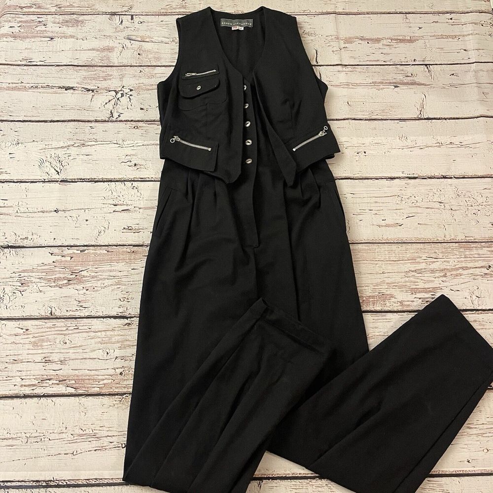 Vintage 80's Karen‎ Alexander Denim Sexy Jumpsuit Size 6 Black Women's